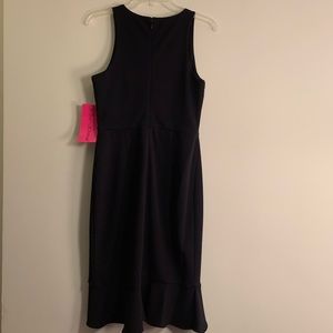 Betsy Johnson Scuba V Neck Midi Dress